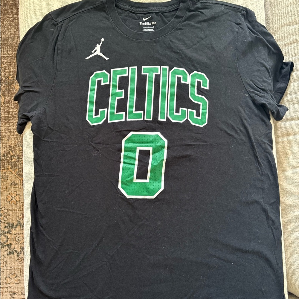 Nike Men's Black and Green Celtics Tee